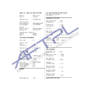 FUEL INJECTION PUMP 0460423028 TEST PLAN
